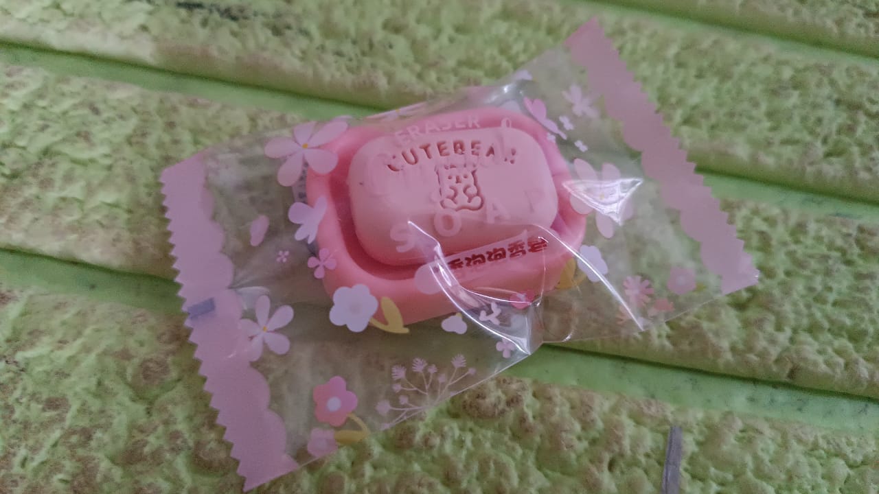 Cute Soap Shaped Erasers With Plastic Case (1 Pc  With Case)