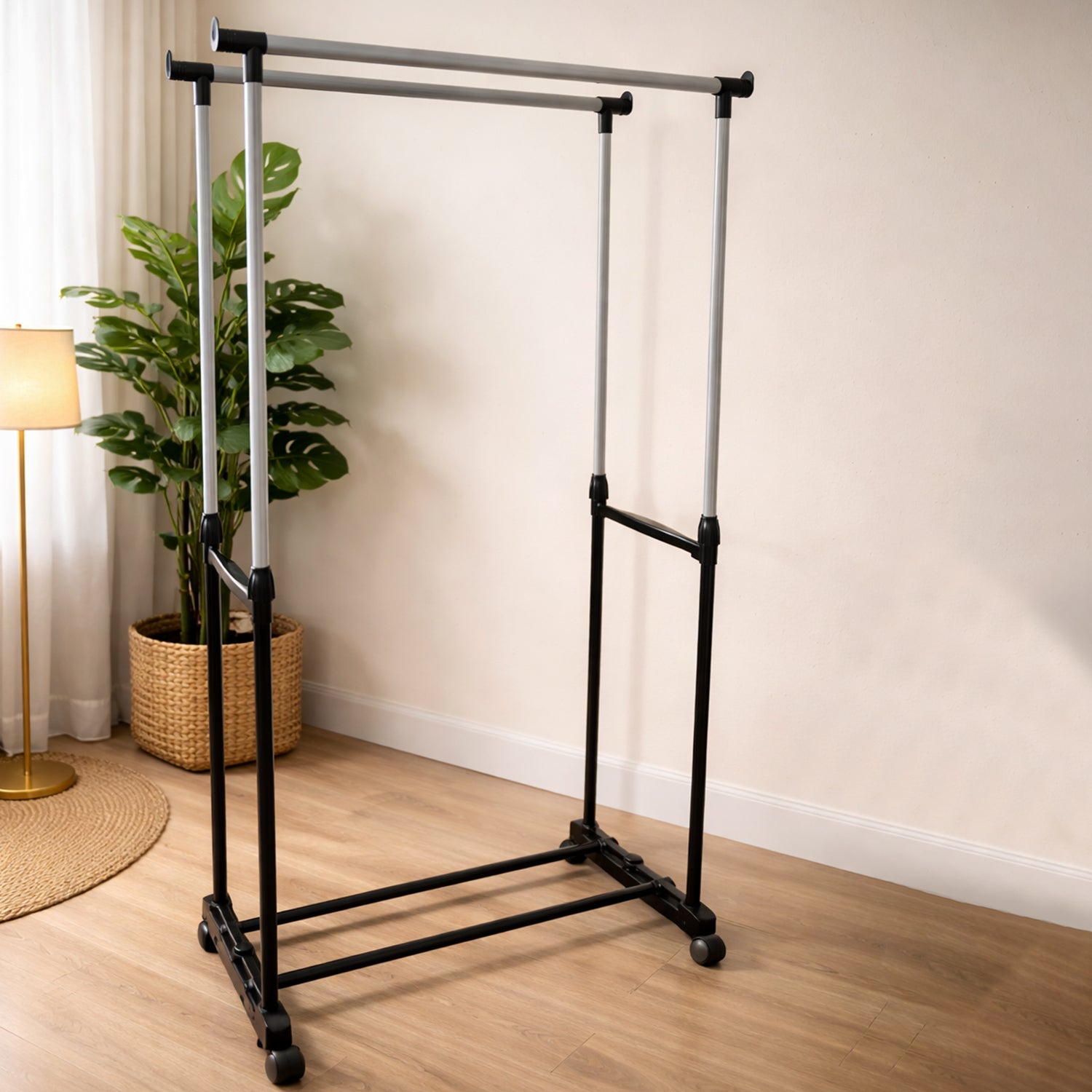 Double Pole Adjustable Garment Stand (1 Set)