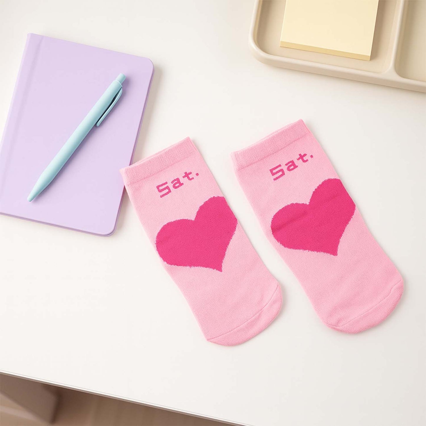 Cute Heart Print Ankle-length Socks (1 Pair)