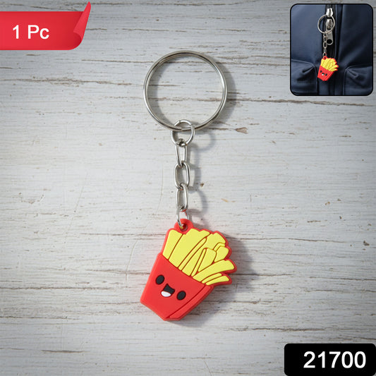 Cute Smiley French Fries Shape Cartoon Keychain (1 Pc)
