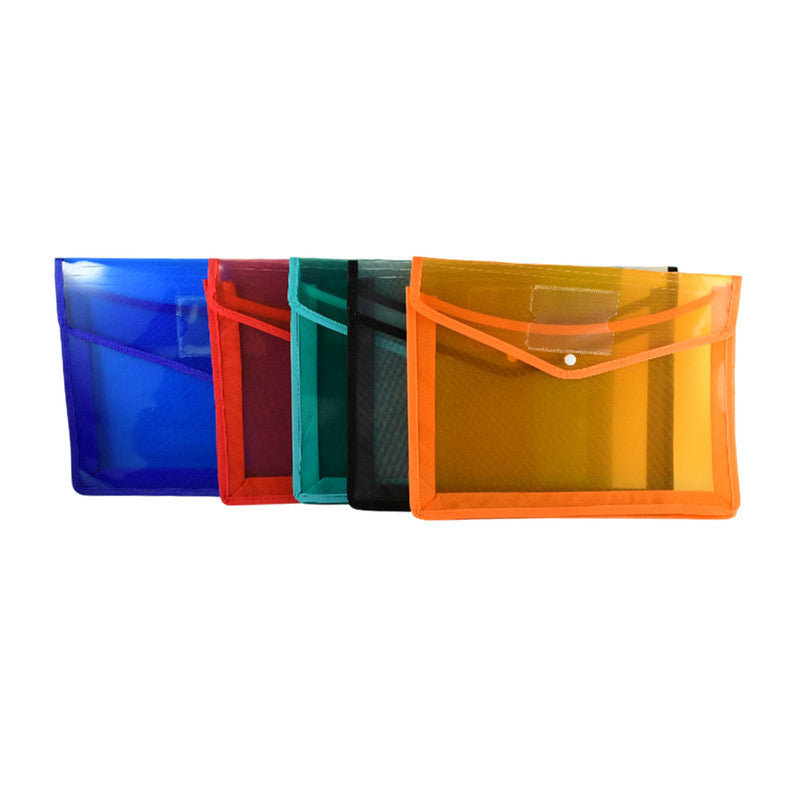 Transparent Document File Folder  Multi-color Button Closure File Bags (1 Pc  Mix Color)