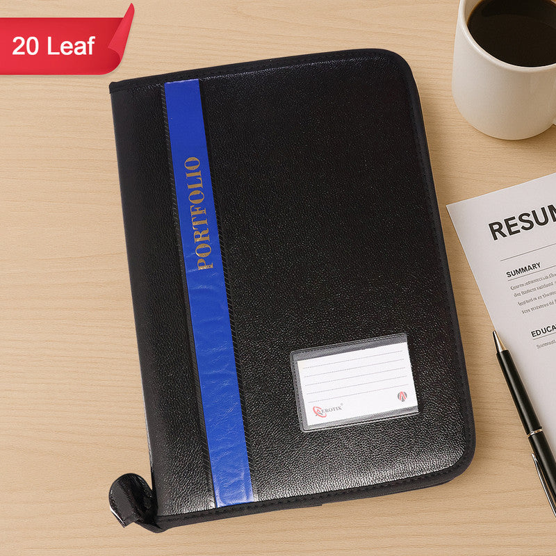 Aerotix A4 Portfolio File Zipper  20 Leaf Professional Document Organizer Folder