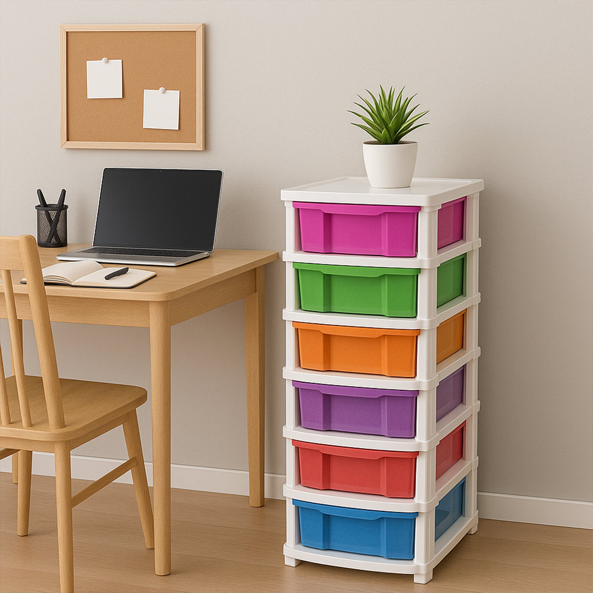 Multi Coloured Drawer Stack 6-layer Multi-colored Plastic Storage Drawer Cabinet – ANDRO VAULT