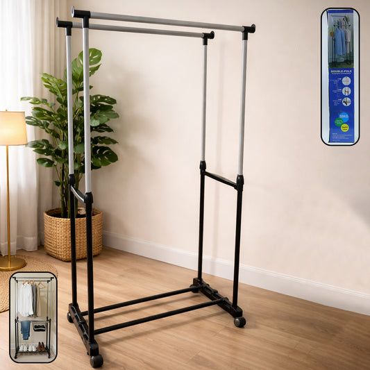 Double Pole Adjustable Garment Stand (1 Set)