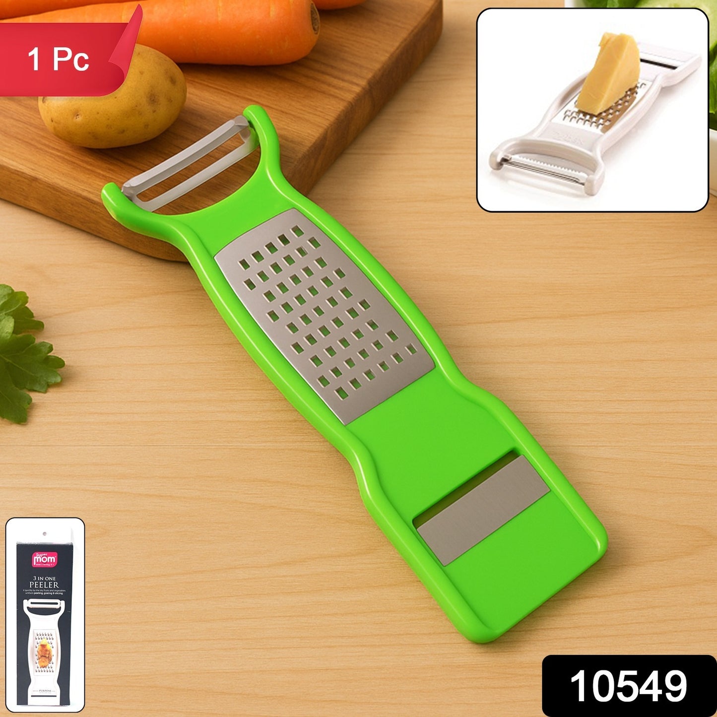 Supermom 3-in-1 Multi-functional Stainless Steel Vegetable  Fruit Peeler (1 Pc)