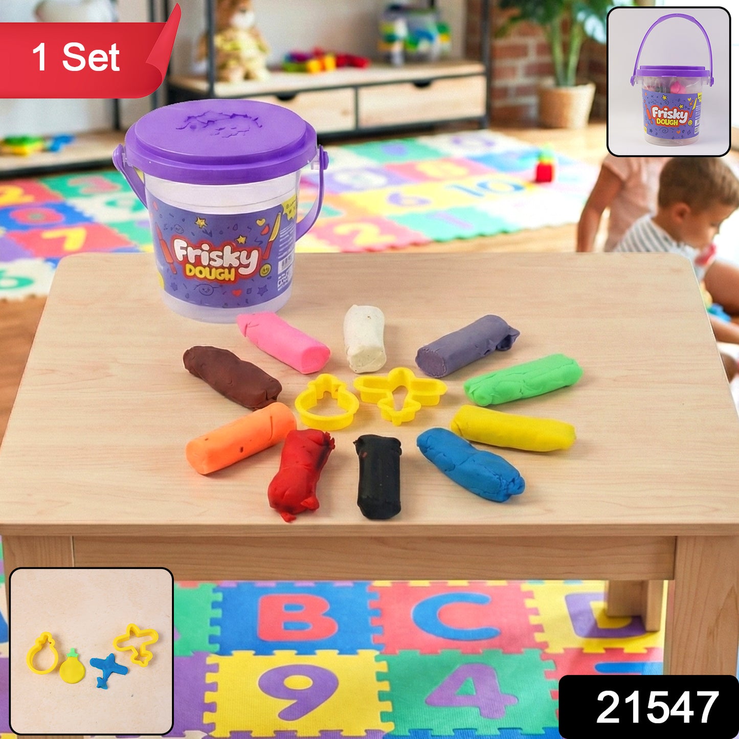 Frisky Dough Modelling Clay Set  12 Multicolor Dough Sticks With Shape Cutters