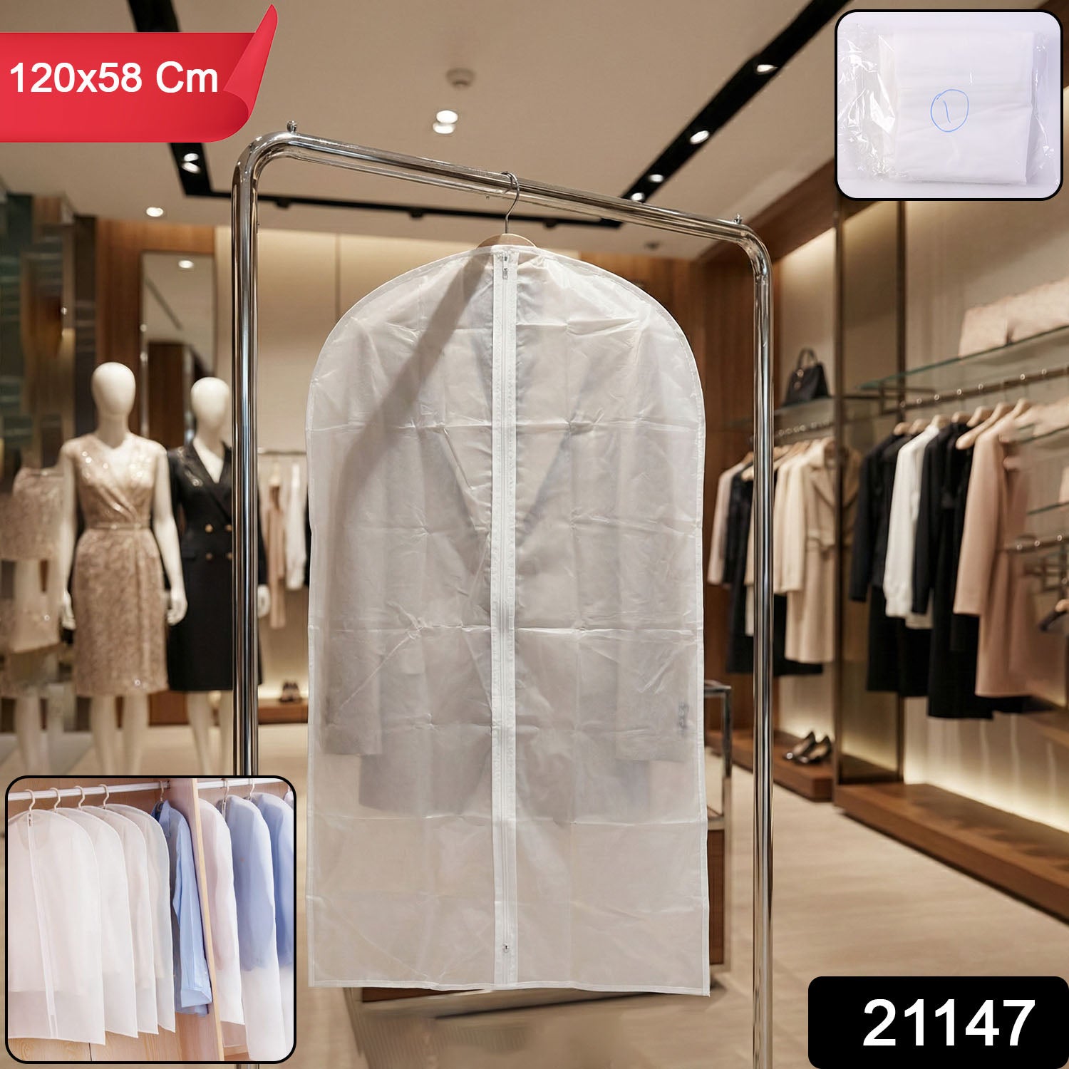 Transparent Garment Cover Bag (120  58 Cm 1 Pc)