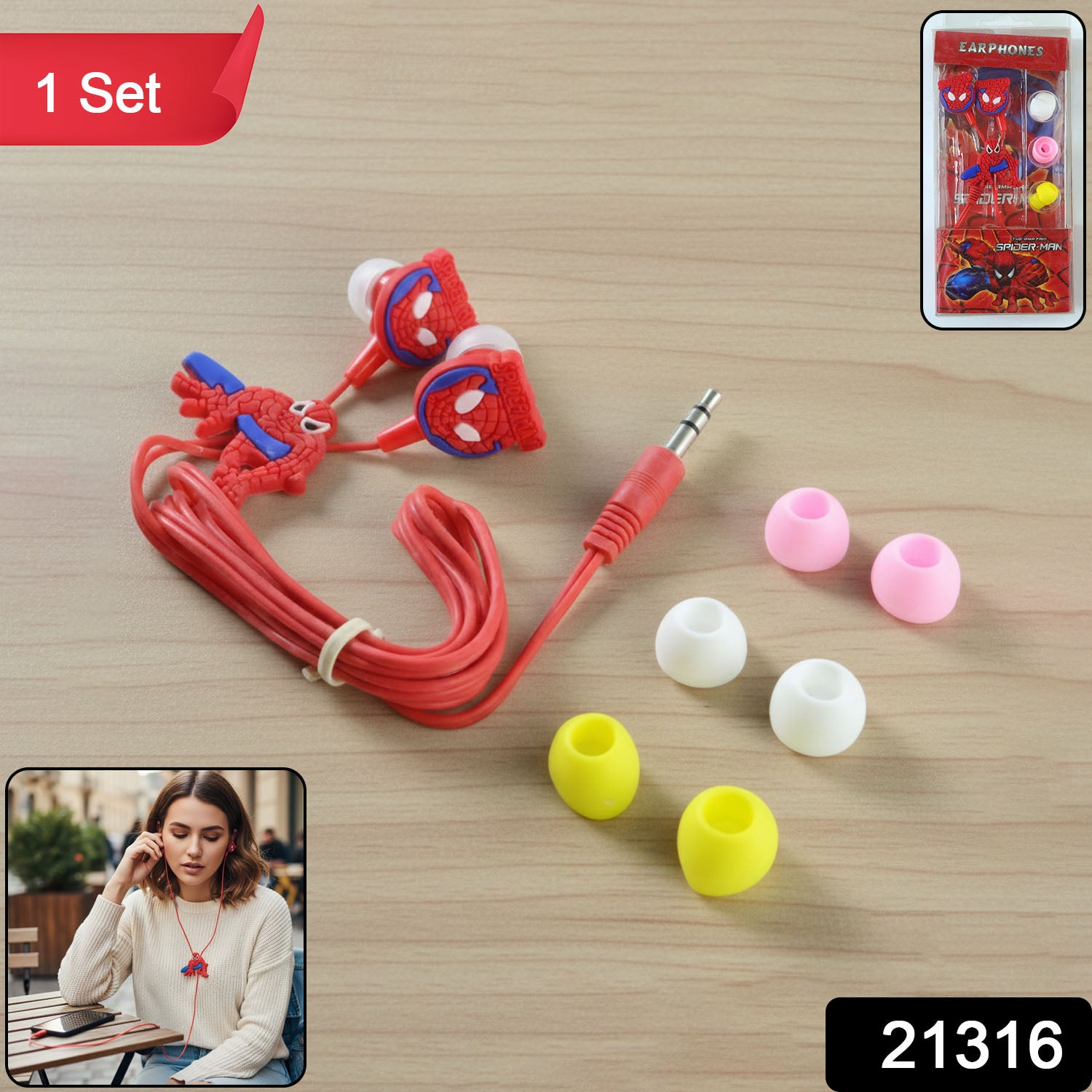 Cartoon Character Wired In-ear Earphones (1 Set)