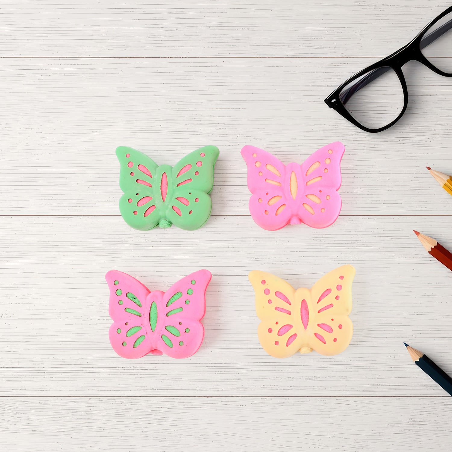 Butterfly Shape Eraser Rubber (25 Pc  Mix Colour  Design)