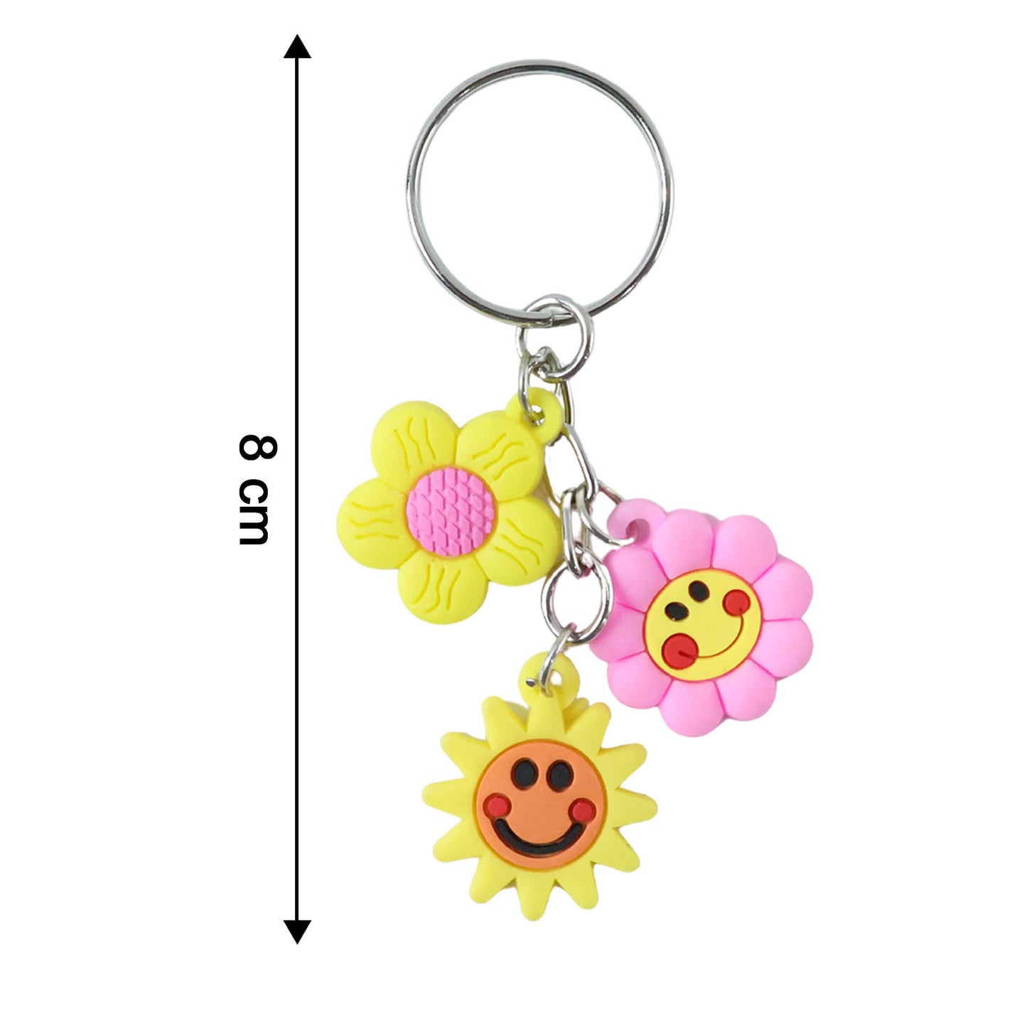 Cute Flower  Smiley Face Cartoon Keychain (1 Pc)