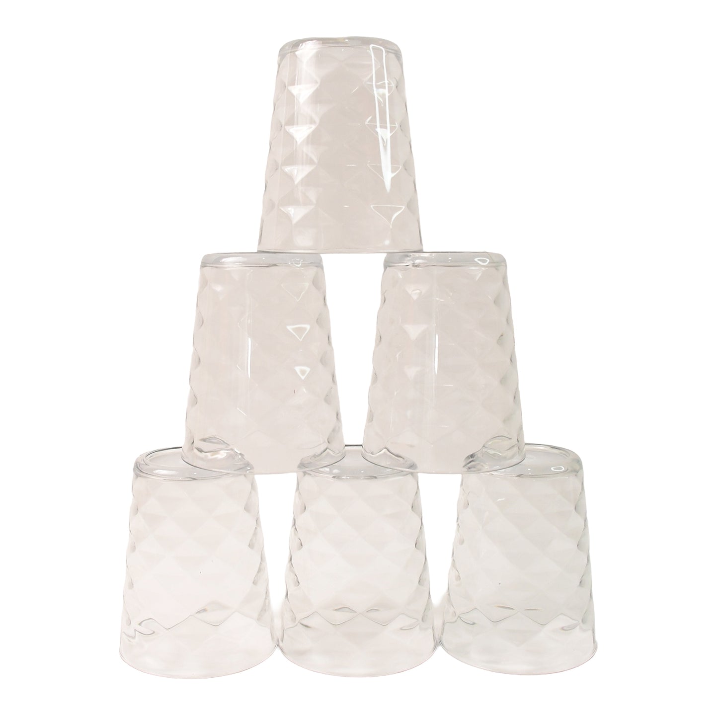 Apex Pyramid Design Unbreakable Plastic Glass  300 Ml