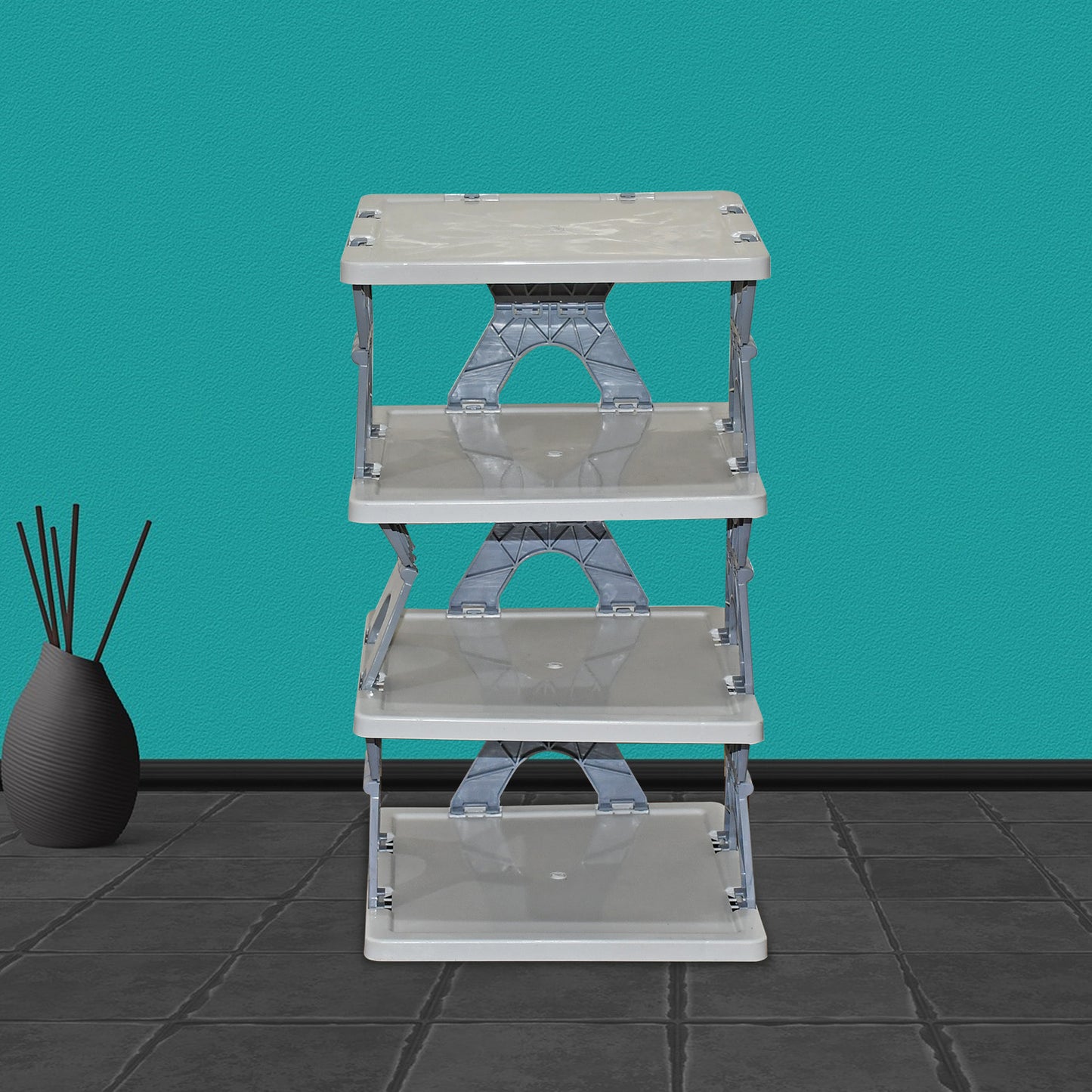 Smart Shoe Rack Shoes Stand Multifunctional Entryway Foldable  Collapsible Door Shoe Rack Free Standing Heavy Duty Plastic Shoe Shelf Storage Organizer Narrow Footwear Home (1 Pc 4 Layer 6 Layer 8 Layer)