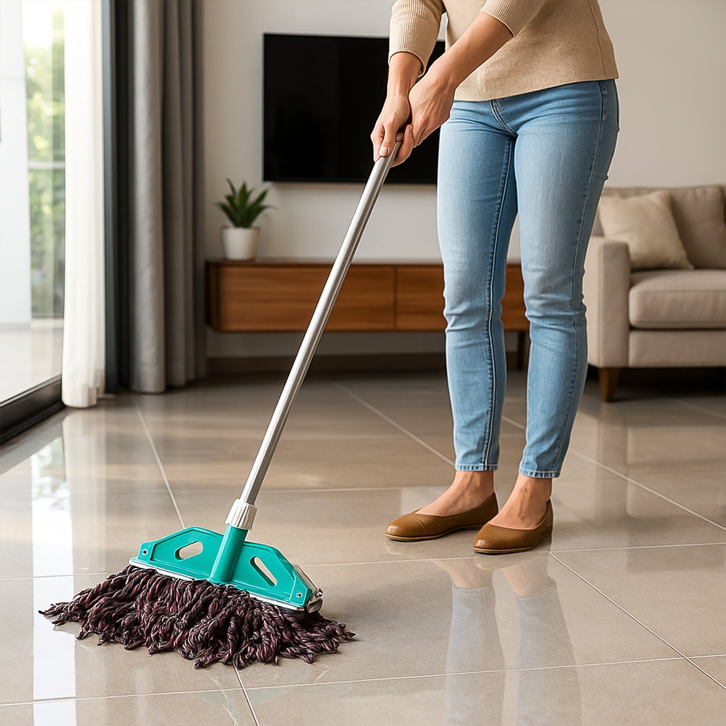 Premium Cotton Yarn Floor Cleaning Mop With Long Handle (1 Pc)