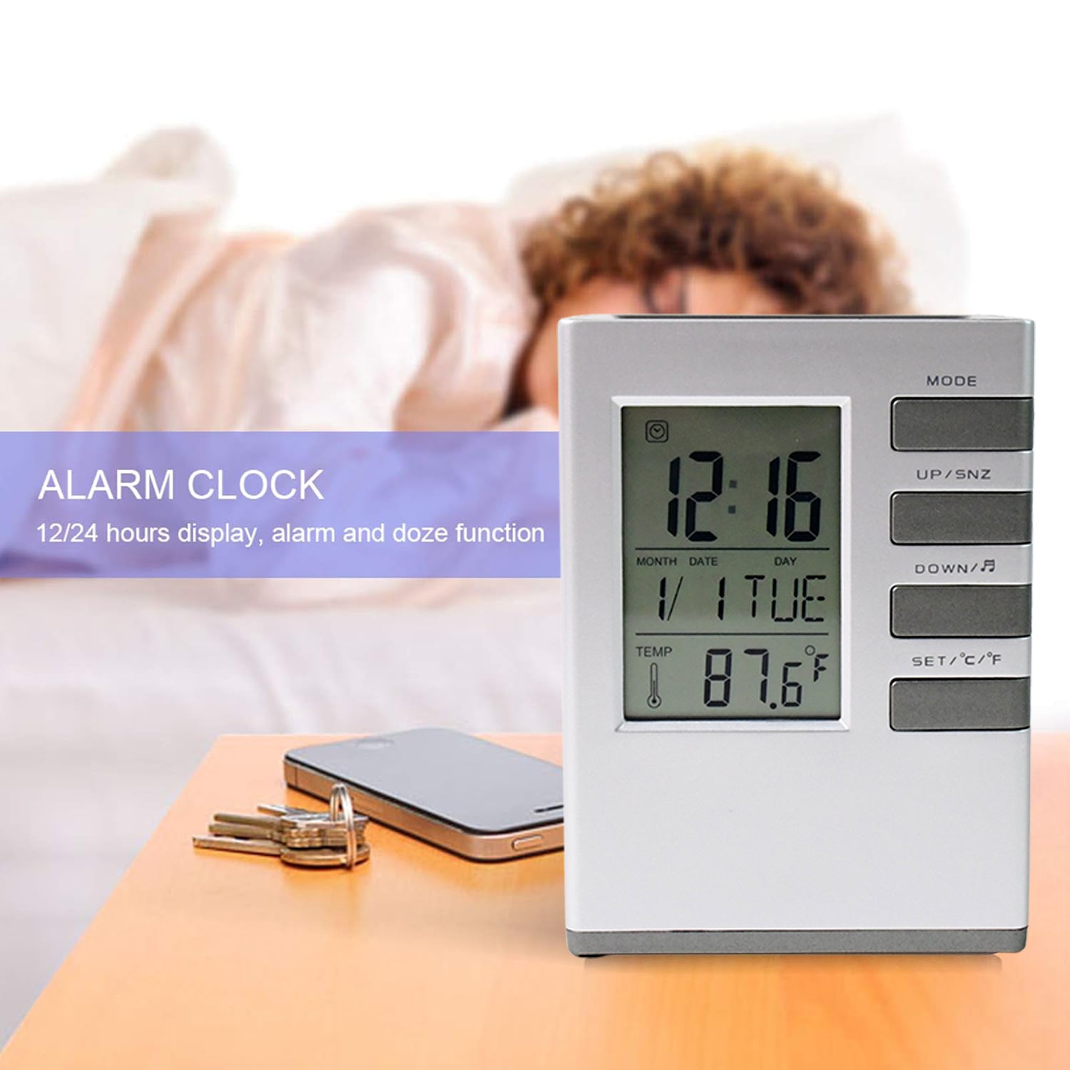 Multifunction Cube Digital Desk Clock With Pen Holder (1 Pc)