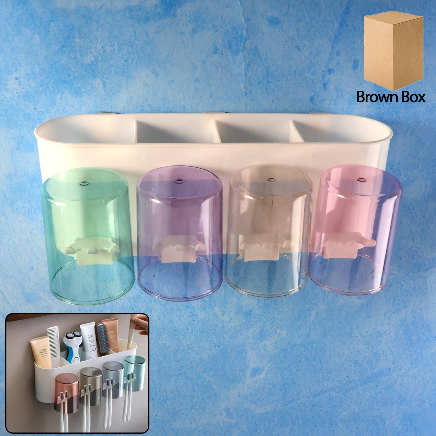Wall Mounted Toothbrush Holder Set (1 Set)