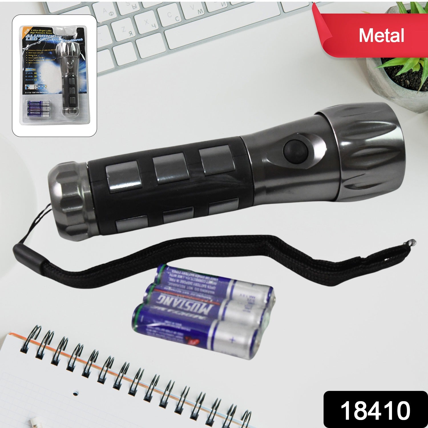 Aluminium Ledxenon Rubber Grip Handtourch (31.5v Aaa Batteries  Not Included)