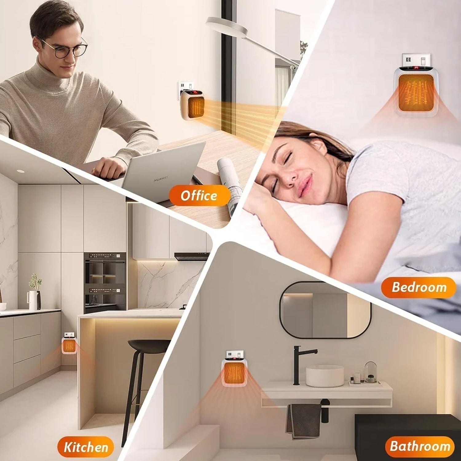 600w Wall-mounted Plug-in Room Heater (1 Pc  With Conveter)