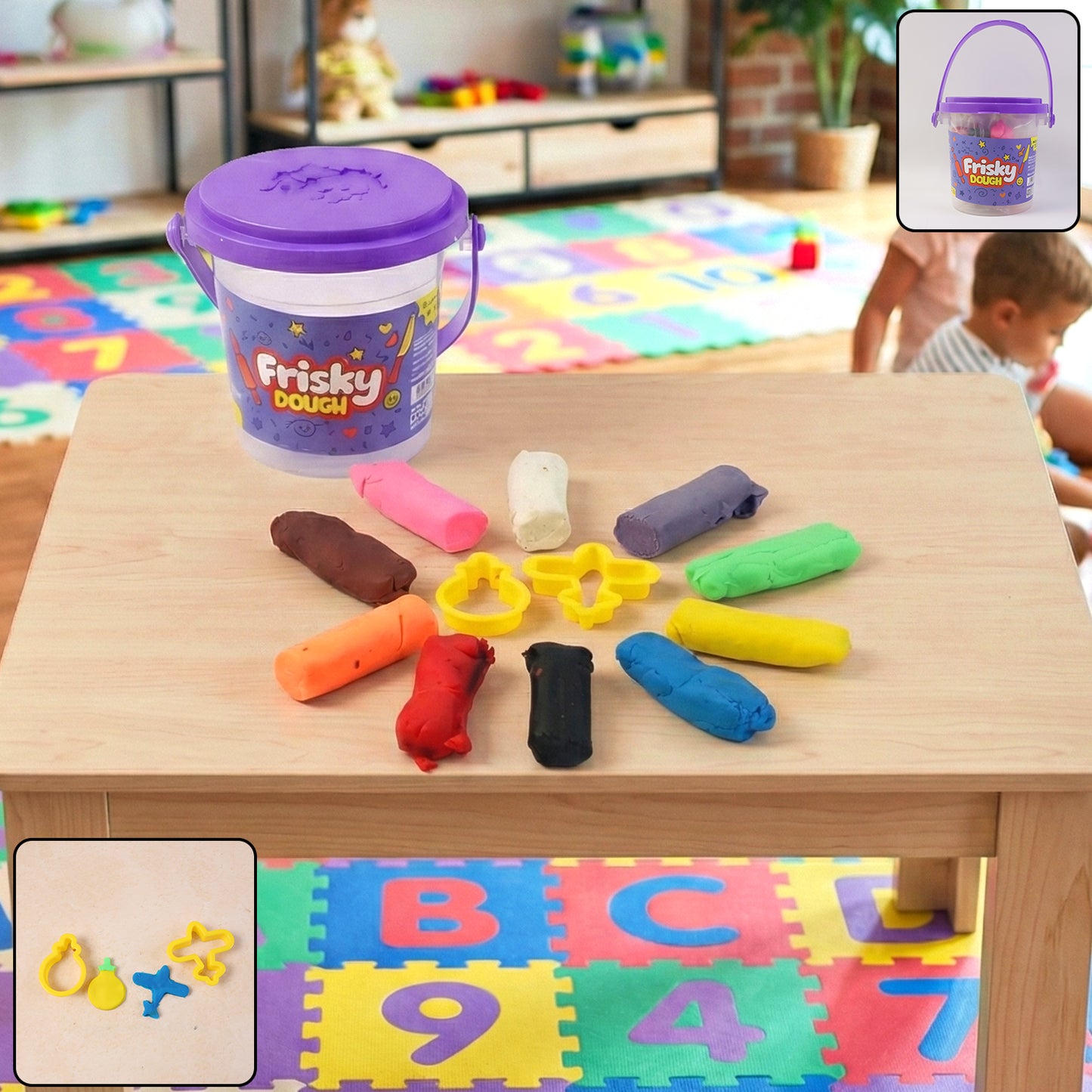 Frisky Dough Modelling Clay Set  12 Multicolor Dough Sticks With Shape Cutters