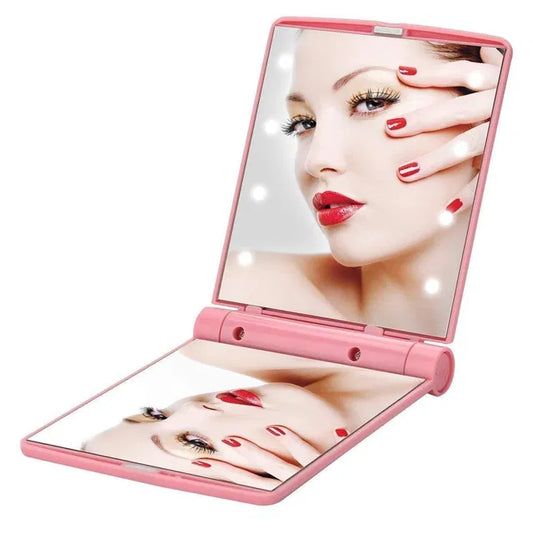 Small portable Folding Makeup Mirror with led Lights