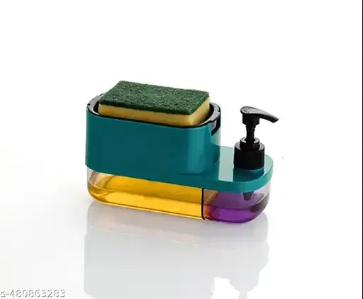 3 in 1 Soap Dispenser for Kitchen Dishwasher Liquid Dispenser Pump with Sponge Kitchen Cleaner