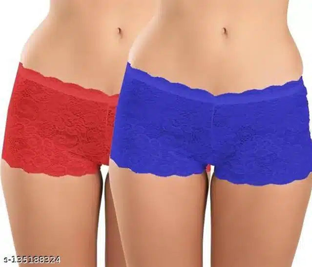 Net Briefs for Women (Red & Blue, 6XL) (Set of 2)