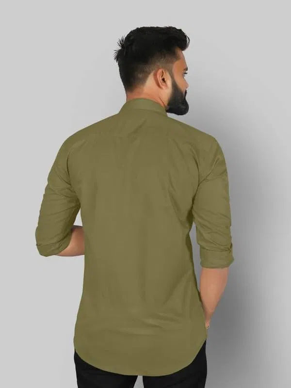 Men’s Mehandi Slim Fit Formal & Casual Shirt Full Sleeve Solid Shirt Pack of 2