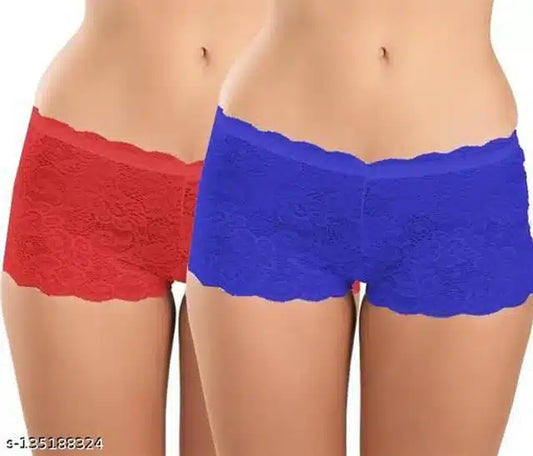 Net Briefs for Women (Red & Blue, XXS) (Set of 2)
