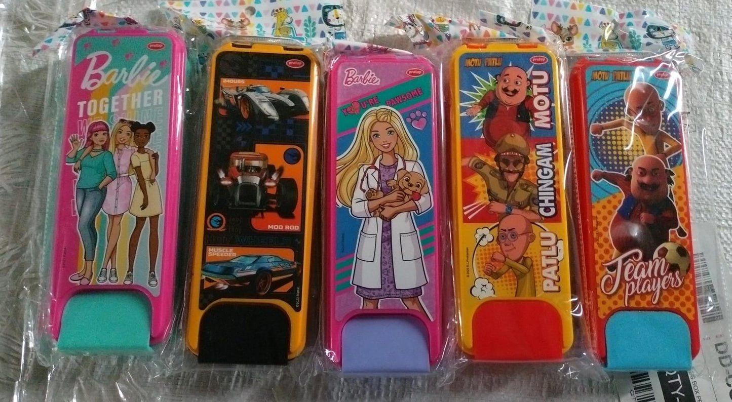 Stylish Cartoon Printed Hard Top Pencil Box For Kids (1 Pc  Mix Design)
