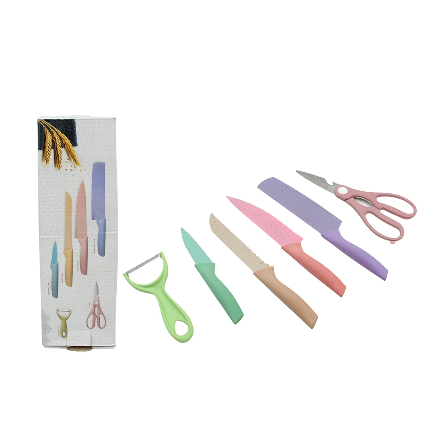 8174 Corrugated 6pc Kitchen Knife Set Professional Box Knife Set 6 Piece Forged Kitchen Knives With Box.