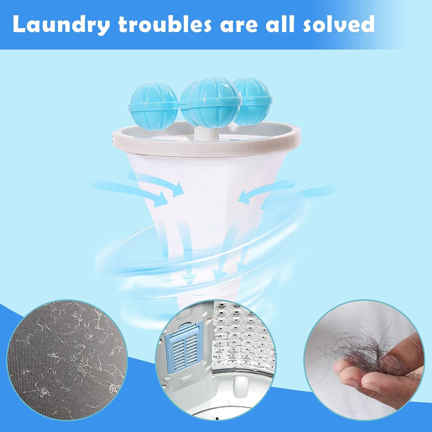 12604 Laundry Ball Floating Pet Fur Lint Hair Catcher Household Reusable Washing Machine Floating Lint Mesh Bag Hair Filter Net Pouch Washing Lint Hair Remover Net Mesh Bag Dryer (1 Pc)