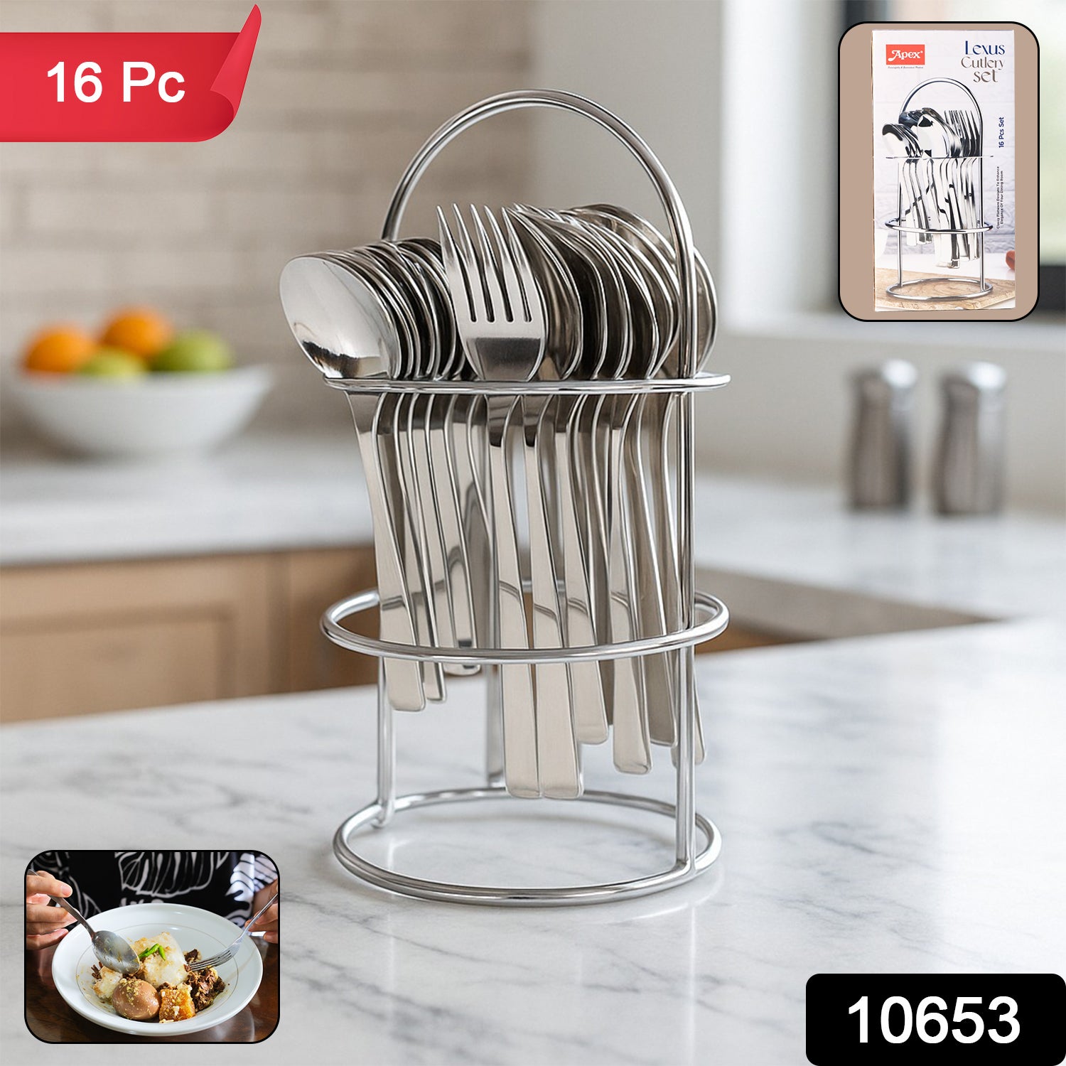 Apex Premium Stainless Steel Cutlery (16  Pc  Set)