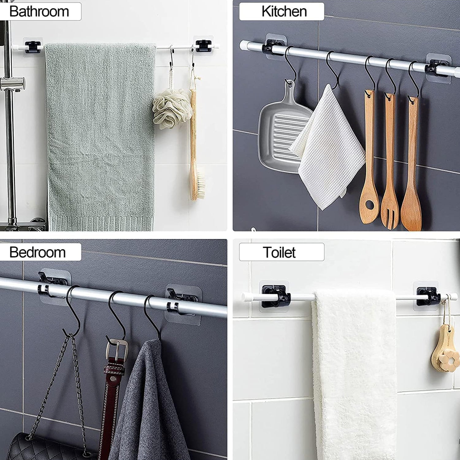 Wall-mounted Adjustable Bathroom Hanging Rod (1 Pc)