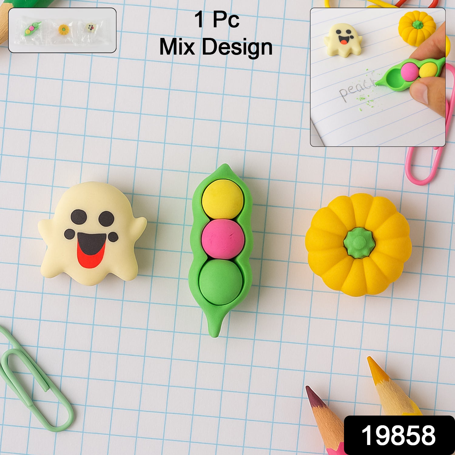 Cute Cartoon Eraser - (1 Pc  Mix Design)