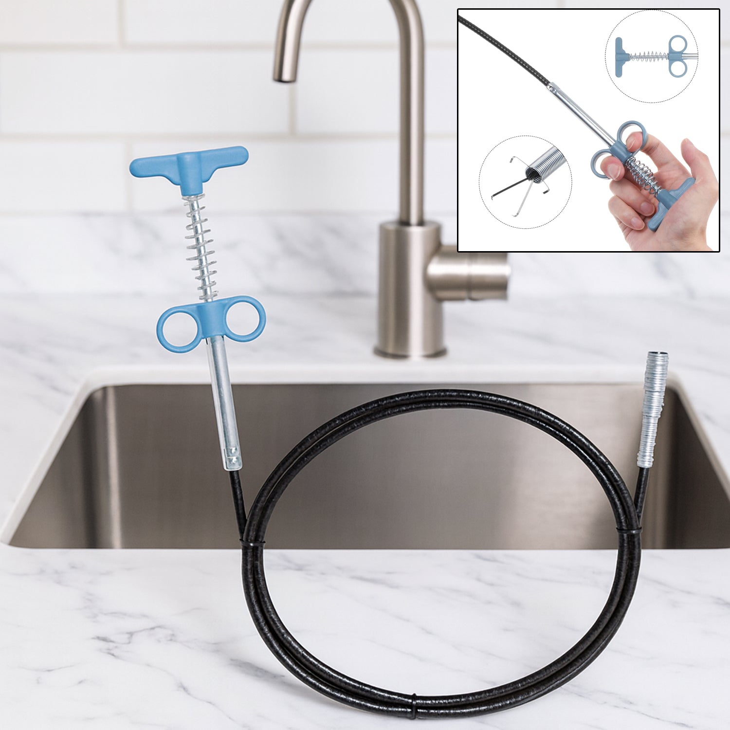 Flexible Spring Drain Cleaning Tool With Hand Grip (1 Pc  57 Cm)