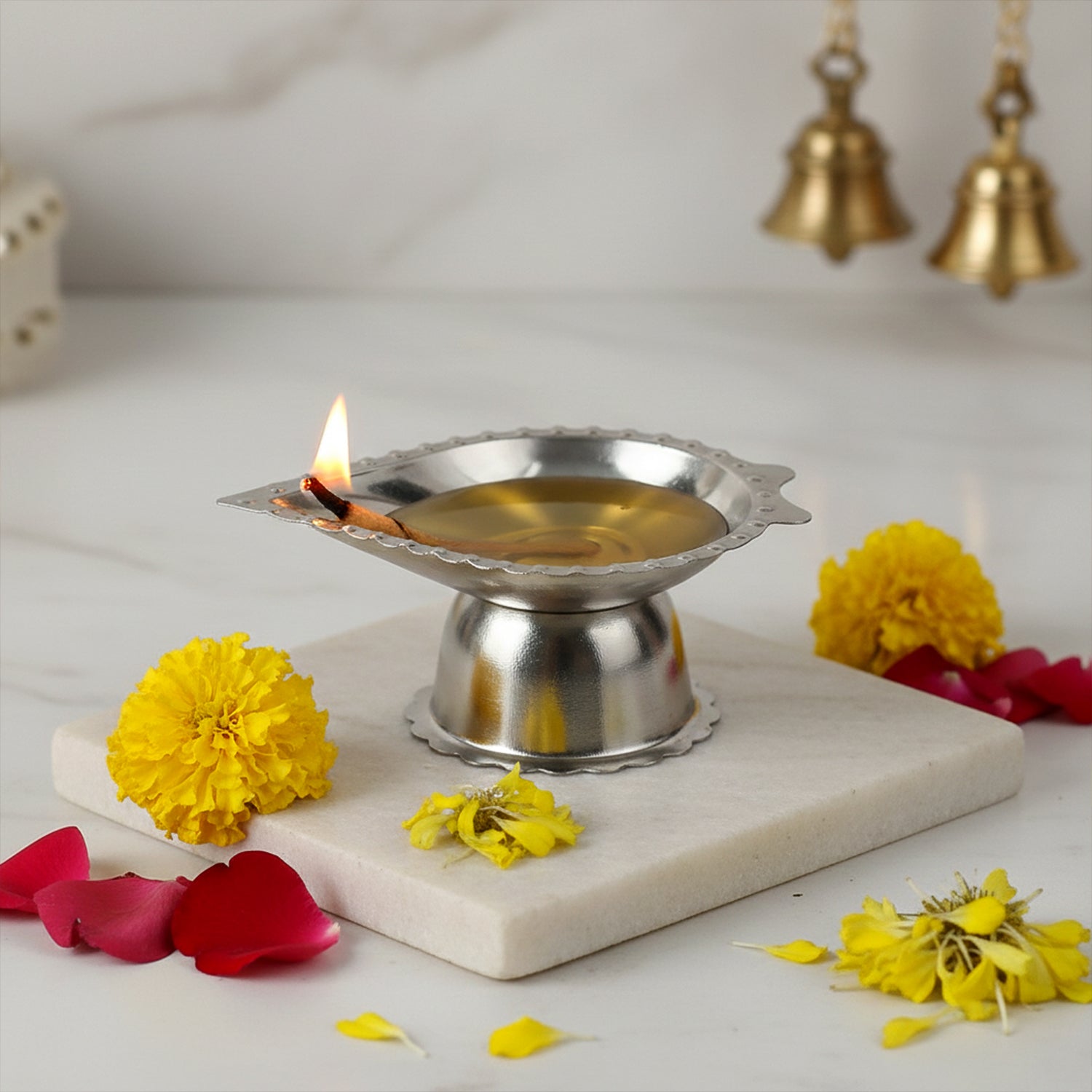 Stainless Steel Diamond Design Agarbatti  Diya Stand (1 Pc)