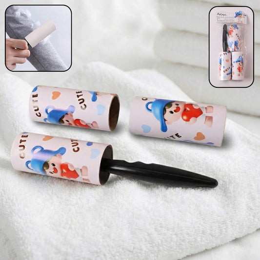 Reusable Sticky Lint Roller With Handle (1 Set)