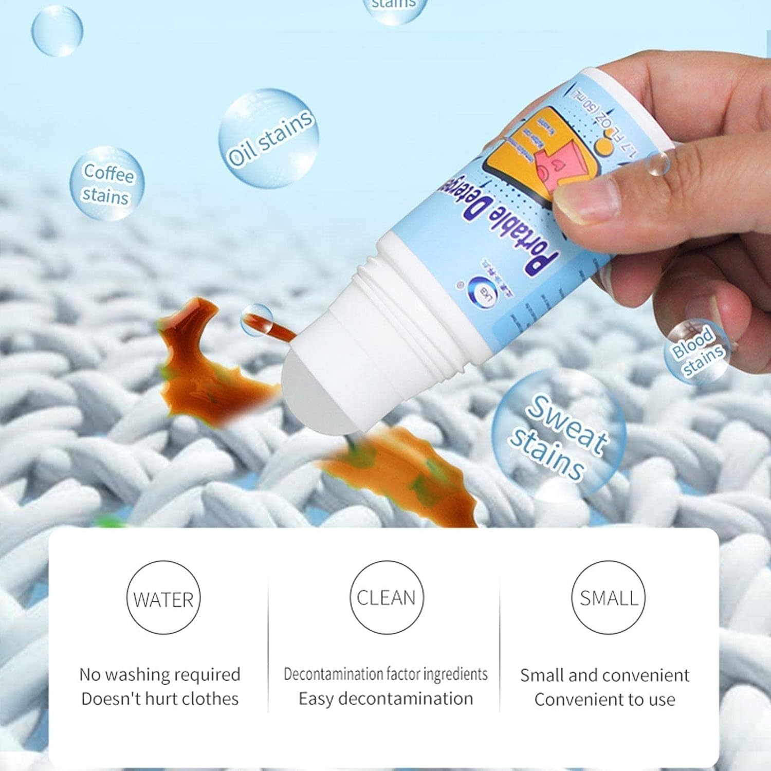 7933 Clothes Stain Remover Bead Design Emergency Stain Rescue Roller-ball Cleaner For Natural Fabric Removes Oil Almost All Types Of Fabrics