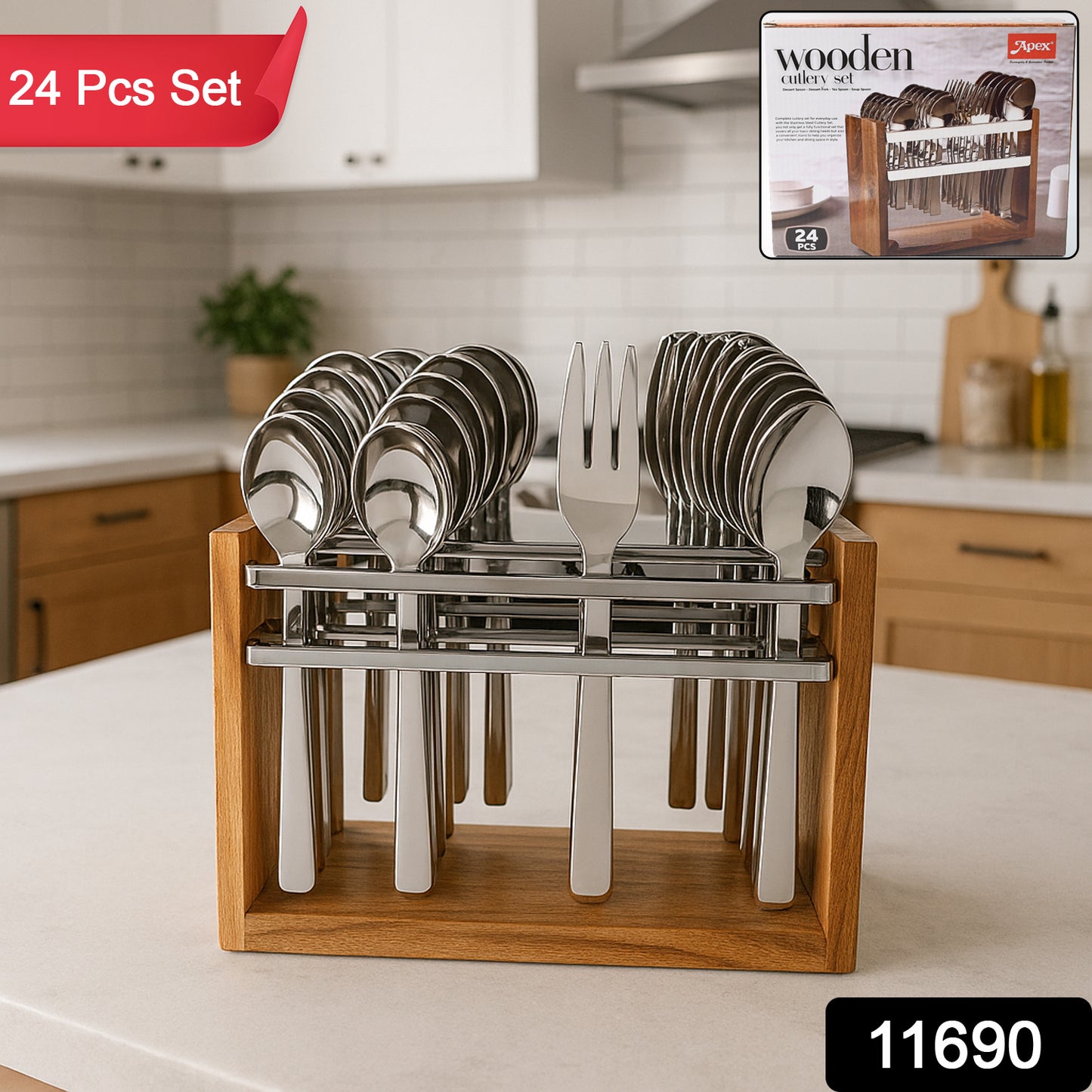 Apex Premium Stainless Steel Cutlery Set (24 Pc)