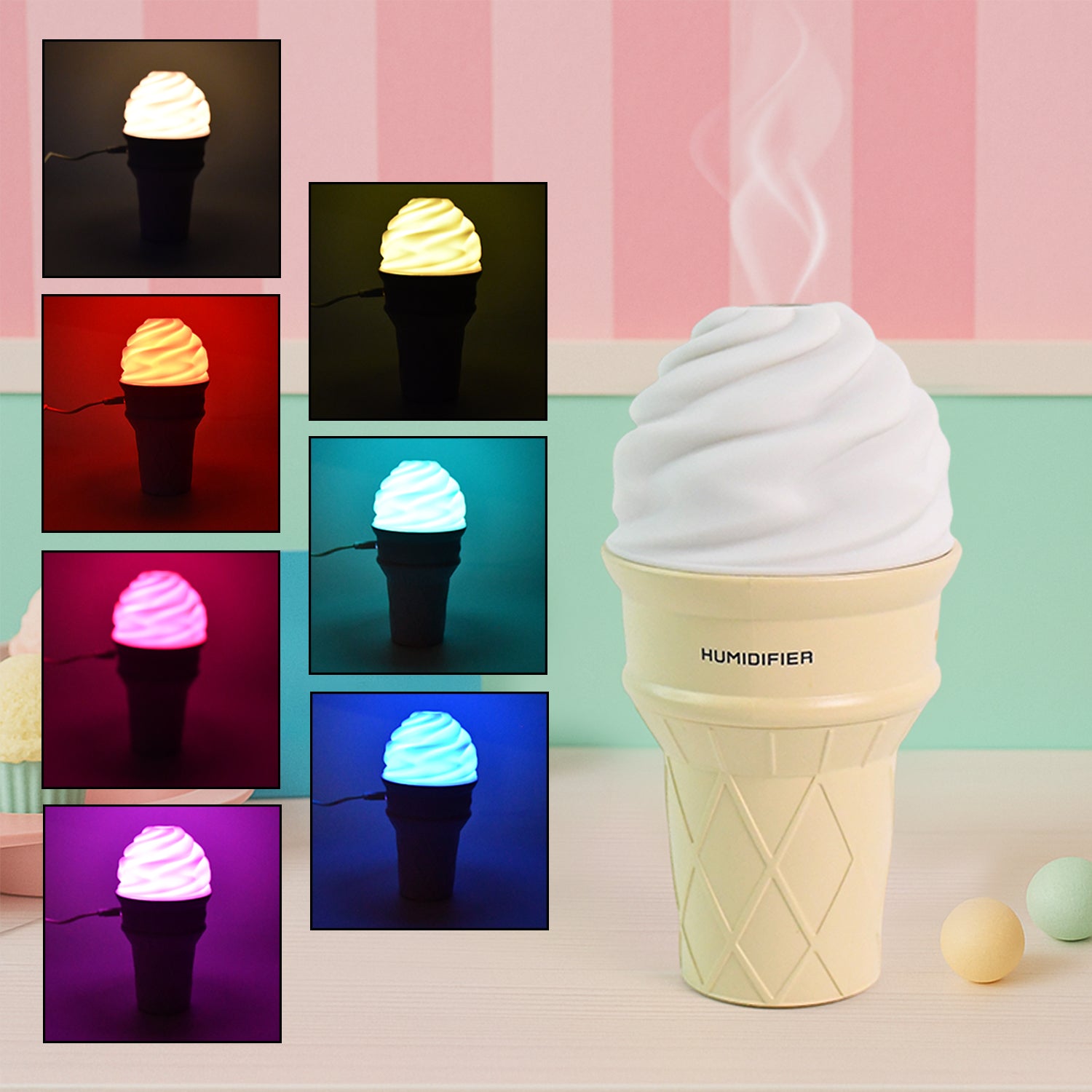 Ice Cream Cone Shape Air Freshener Humidifier (1pc  Cream Color)