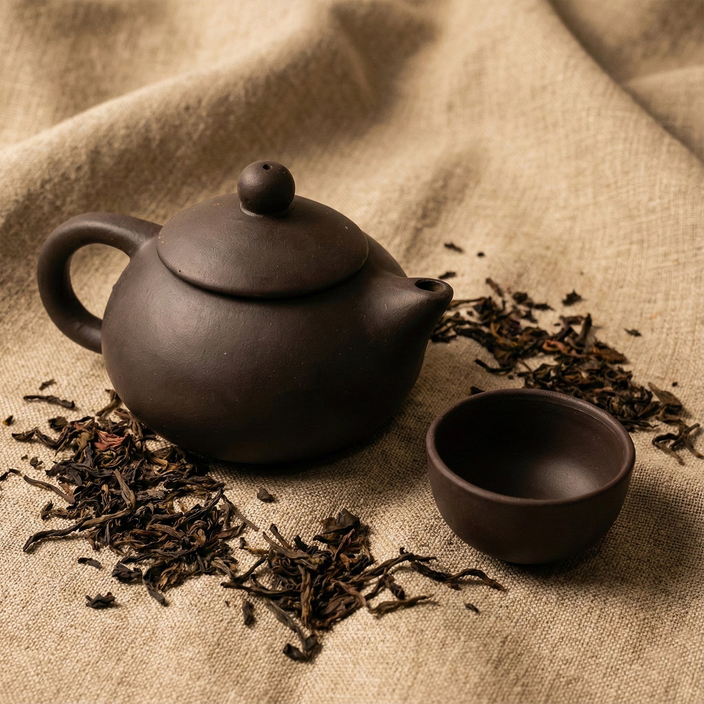 Premium Black Clay  Ceramic Tea Set With Teapot  4 Cups