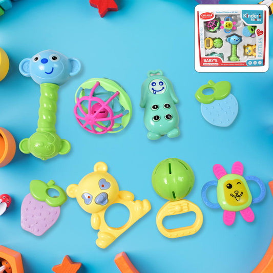 Kinder Rattles Classic Store Plastic Non-toxic Shake And Grab Ball Baby Rattles Teethers (8 Pcs Set)