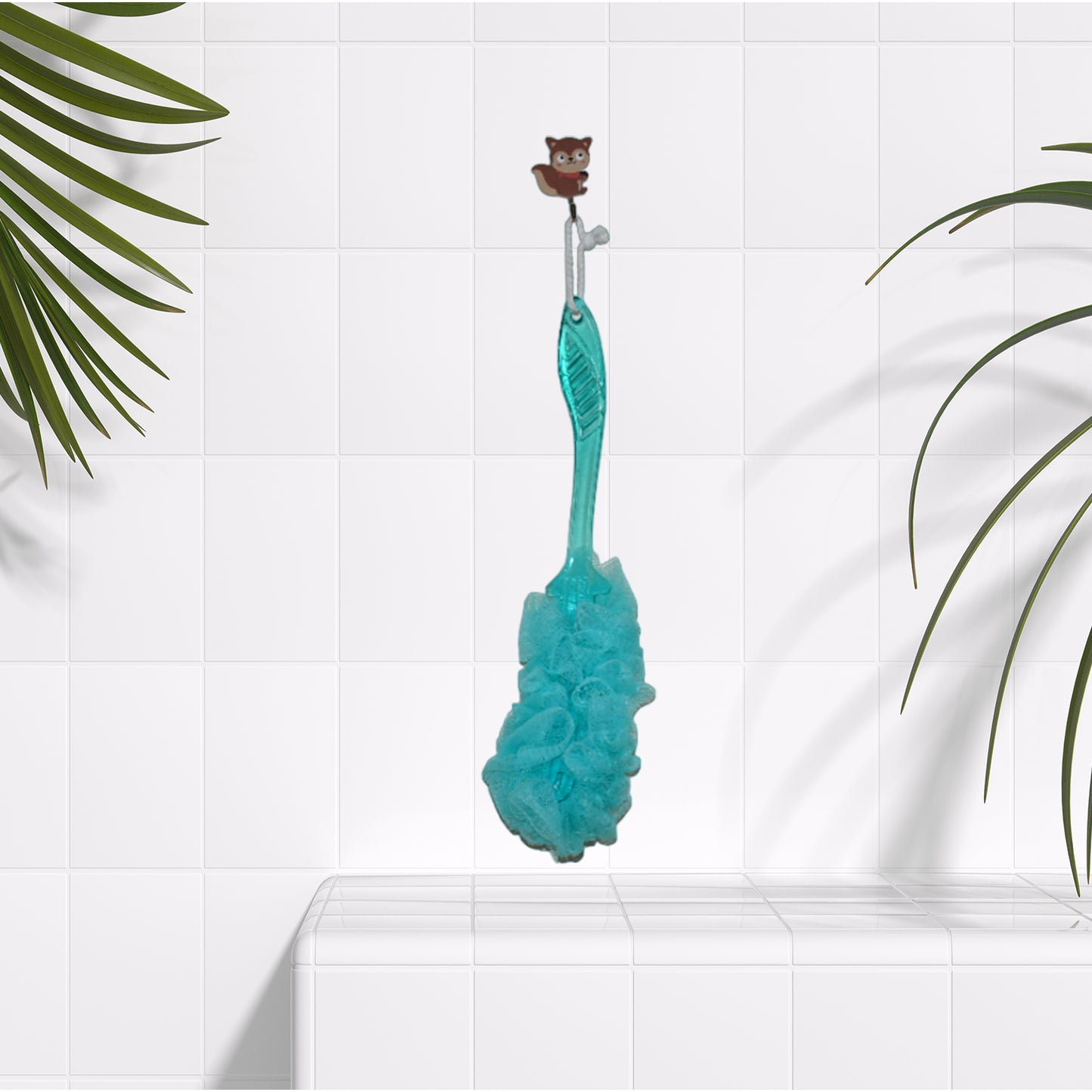 6702a Loofah Back Scrubber For Shower Long Handle Bath Sponge Shower Brush Soft Nylon Mesh Back Cleaner Washer Body Bath Brush For Women And Men Bathroom Shower Accessories (45 Cm)