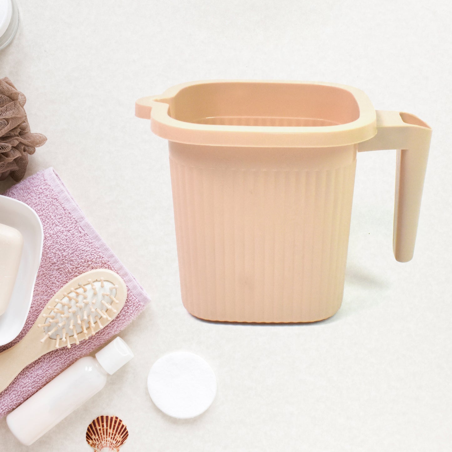 Plastic Square Bath Water Mug (4 Pc  1000 Ml  Mix Color)