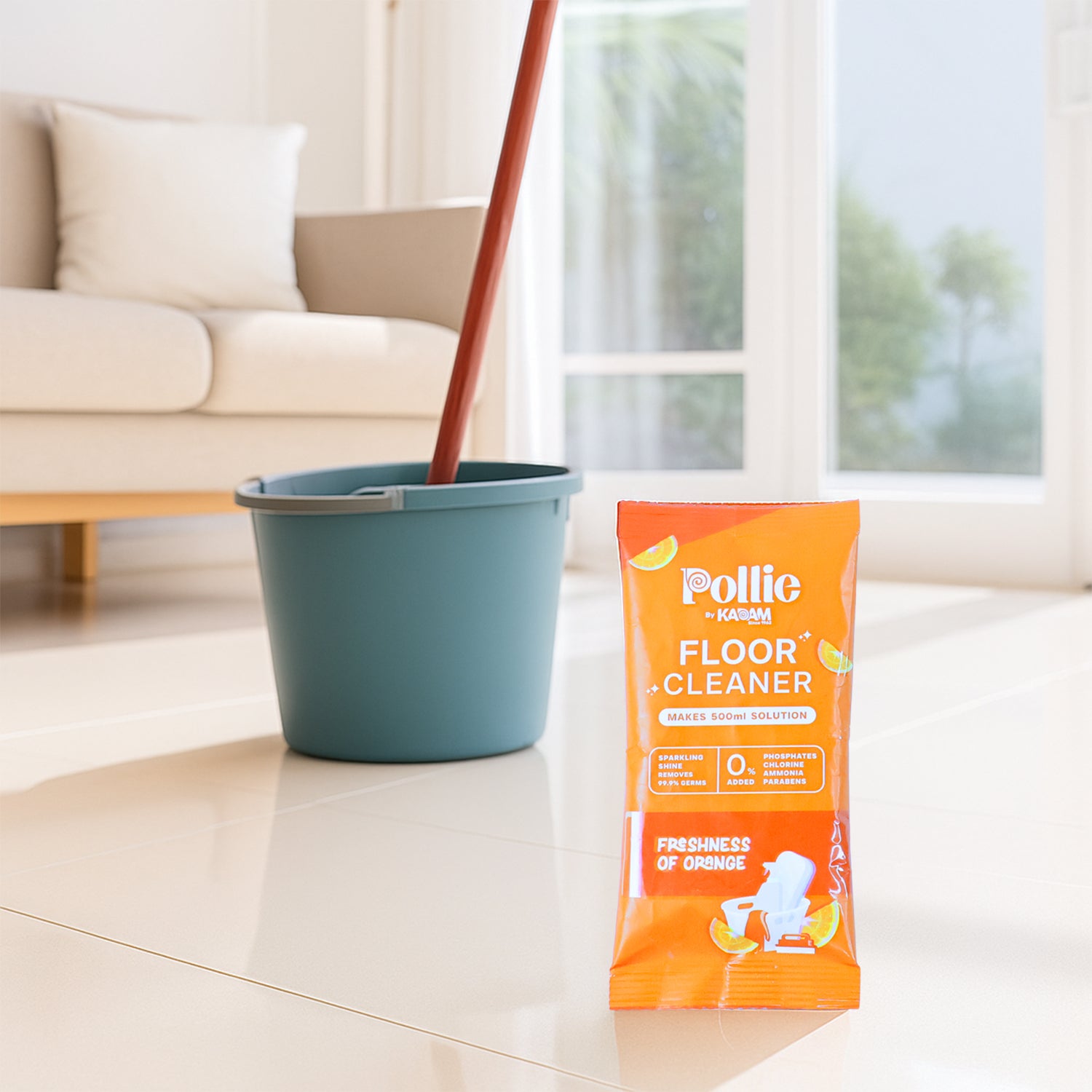 Pollic Kadam Concentrated Floor Cleaner Sachet  Orange Fresh Fragrance (50 Gm)