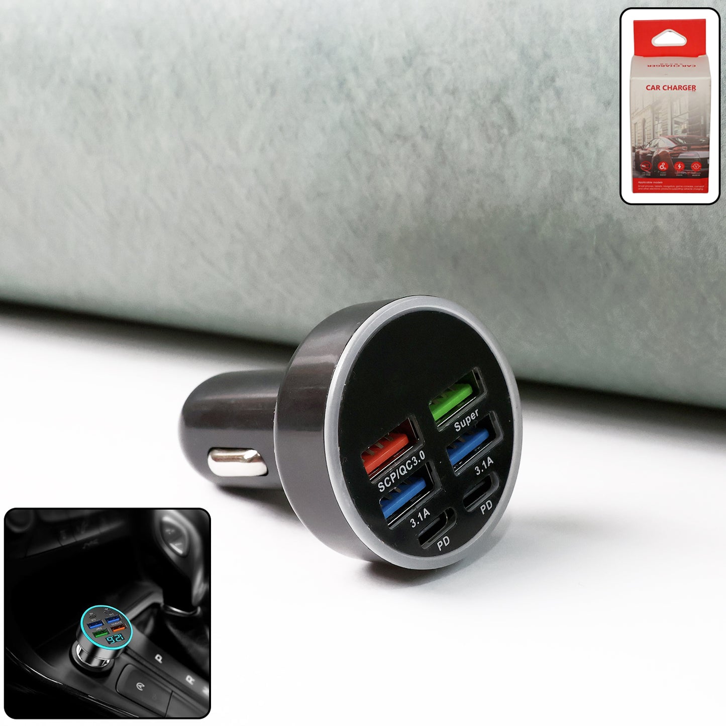 Multi-port Fast Car Charger For 12v24v Vehicles  4-usb Smart Adapter