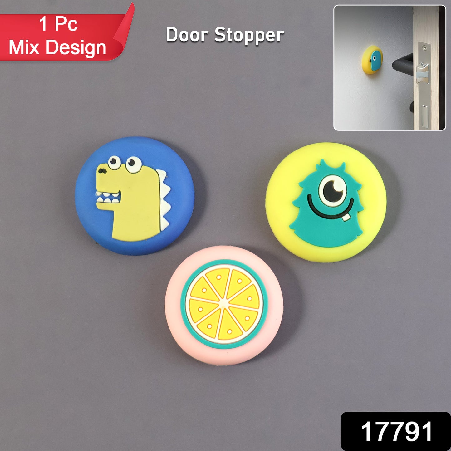 Cute Cartoon  Fruit Design Wall Door Stopper Bumper  (1 Pc Mix Design)
