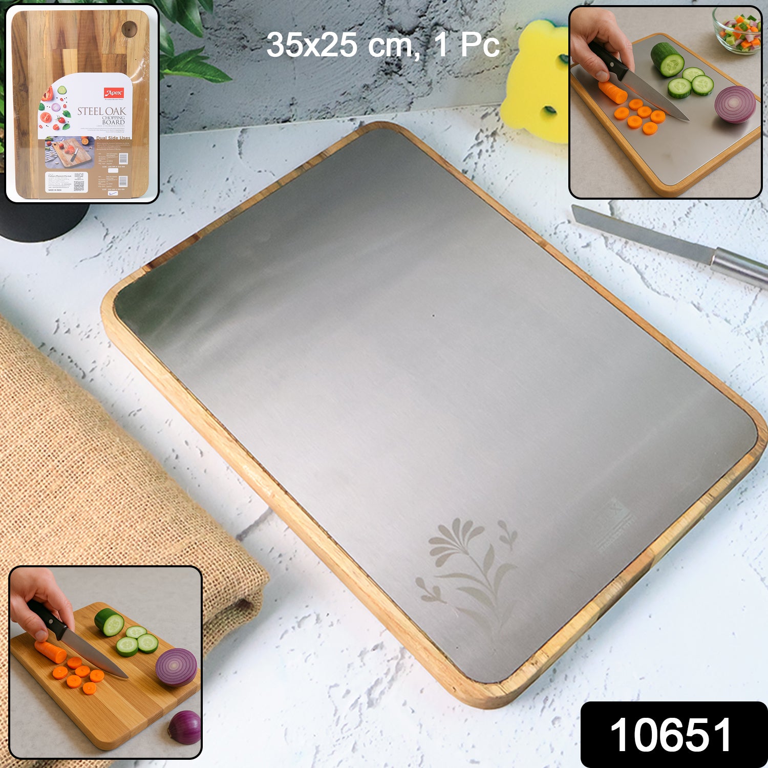 Apex Steel Oak Cutting Board With Wooden Handle (1 Pc)