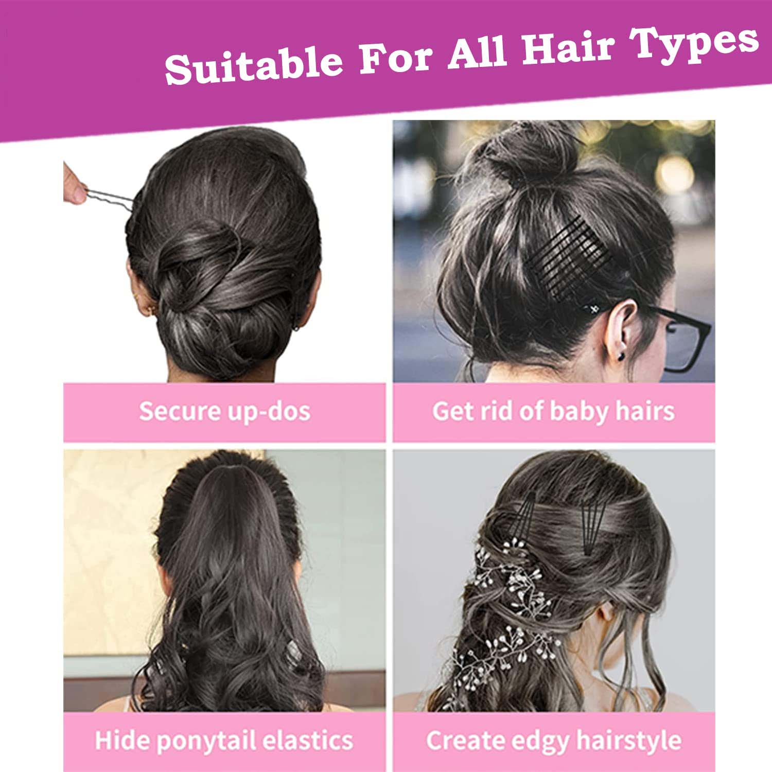 Medium Black Hair Bobby Pins (24 Pc)