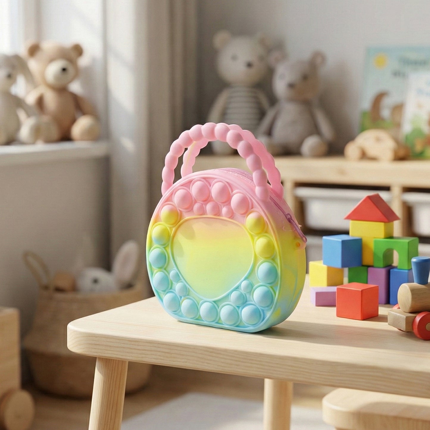 Rainbow Round Silicone Pop It Coin Purse (1 Pc)