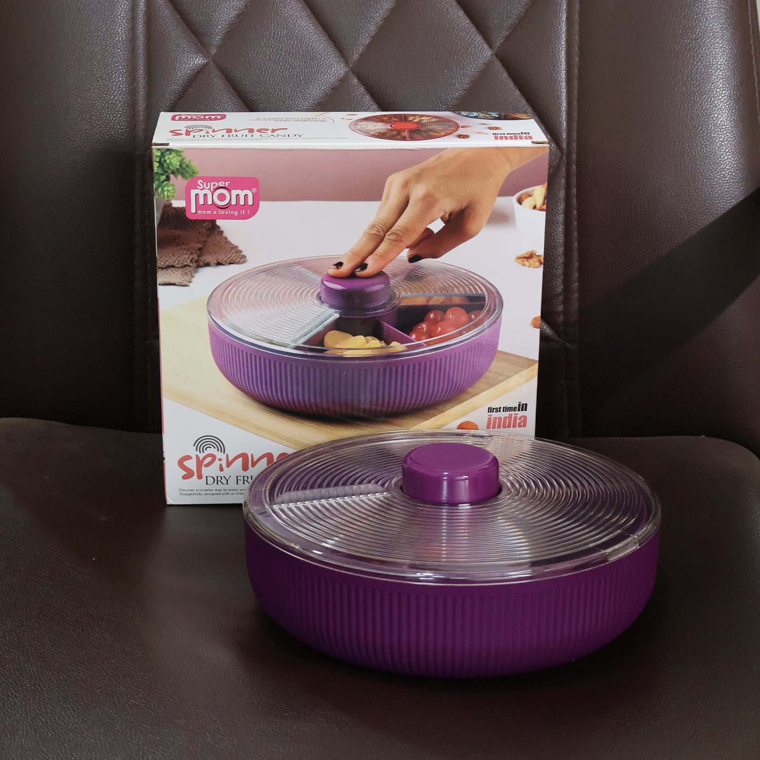 Supermom Multipurpose Round Rotating Dry Fruit  Snack Storage Container (1 Pc)
